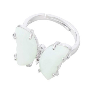 Ethereal Opaline Butterfly Ring | Cute Silver Jewelry Gift
