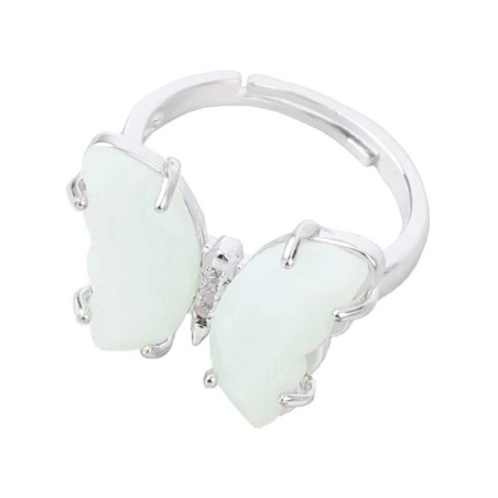 Ethereal Opaline Butterfly Ring | Cute Silver Jewelry Gift