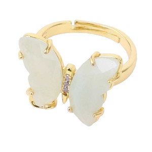 Amethyst Butterfly Ring | Unique Gold Plated Natural Stone Gift