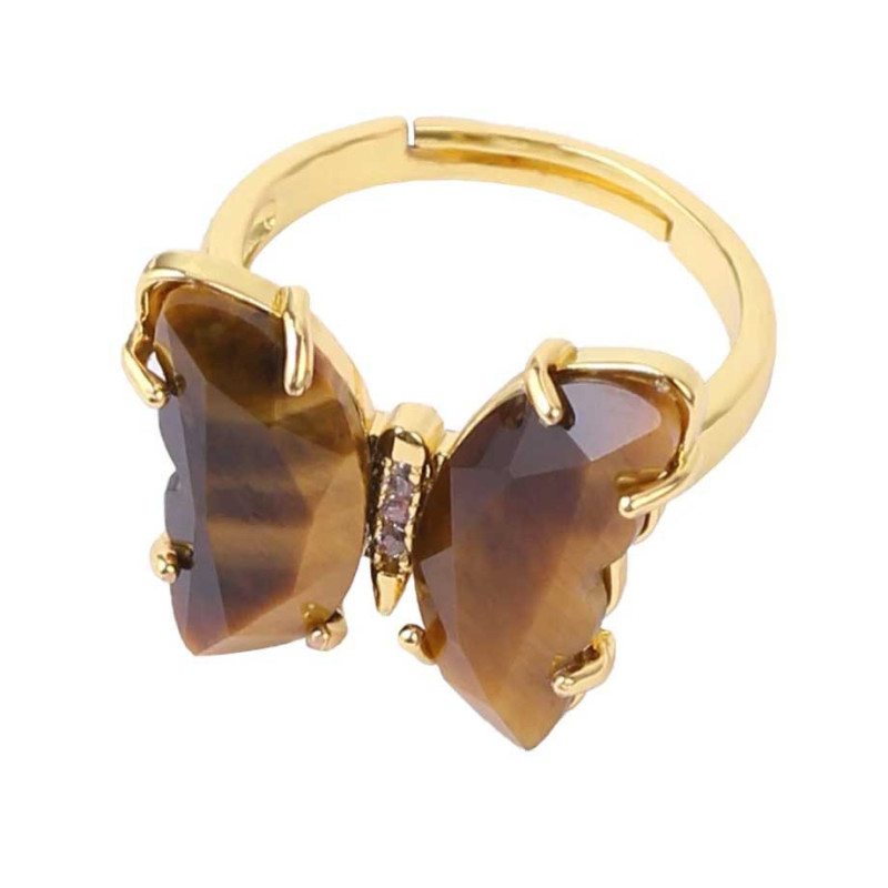 Mystic Gold Tiger's Eye Butterfly Ring - Elegance & Protection