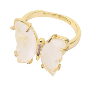 Ethereal Gold Crystal Butterfly Ring - Adjustable & Unique