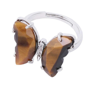 Silver Tiger's Eye Butterfly Ring - Strength & Refinement