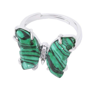 Forest Wing Silver Malachite Butterfly Ring | 1001Bees