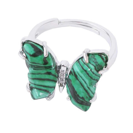 Forest Wing Silver Malachite Butterfly Ring | 1001Bees