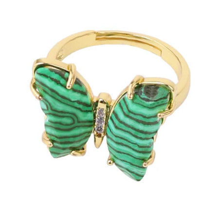 Golden Malachite Butterfly Ring - Natural Elegance Gift