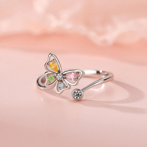 Multicolor Butterfly Ring in Sterling Silver | Cute Jewelry Gift