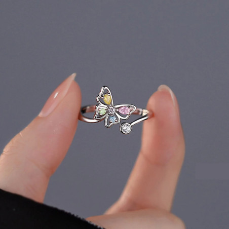 Multicolor Butterfly Ring in Sterling Silver | Cute Jewelry Gift