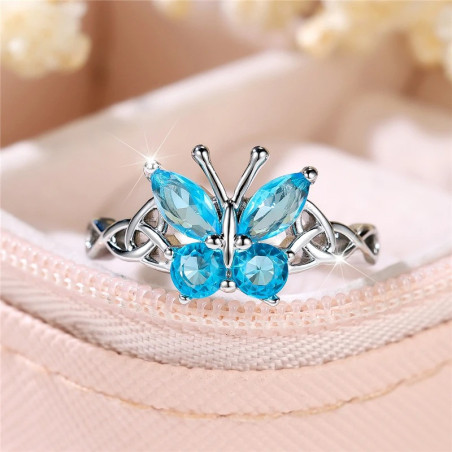 Sapphire Glow Blue Butterfly Ring | Cute Adjustable Jewelry
