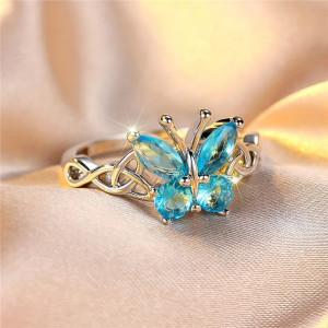Sapphire Glow Blue Butterfly Ring | Cute Adjustable Jewelry