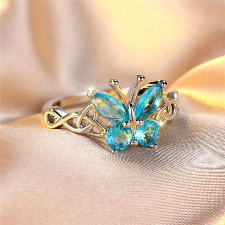 Sapphire Glow Blue Butterfly Ring | Cute Adjustable Jewelry