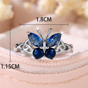 Azure Sparkle Blue Butterfly Ring - Elegant & Unique Jewelry