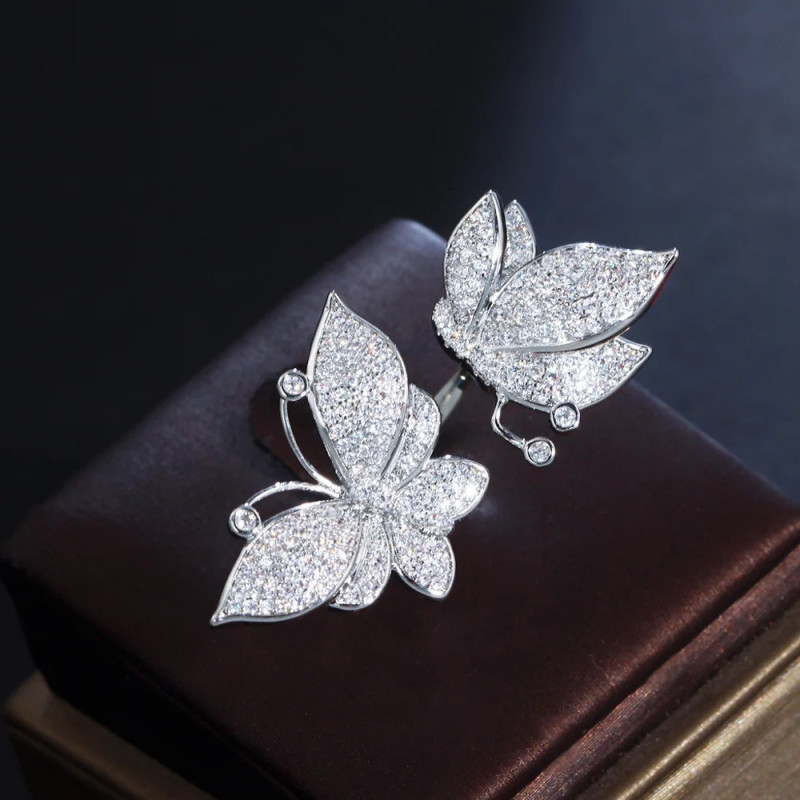 Sparkling Butterfly Ring in 925 Silver - Adjustable Gift