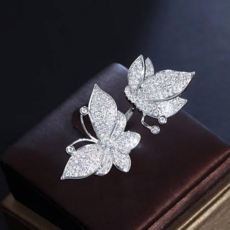 Sparkling Butterfly Ring in 925 Silver - Adjustable Gift