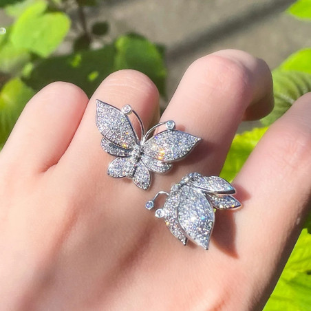Sparkling Butterfly Ring in 925 Silver - Adjustable Gift