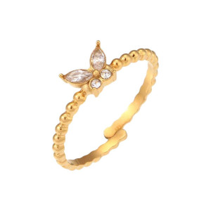 Sparkling Gold Butterfly Ring - Cute Jewelry Gift for Women