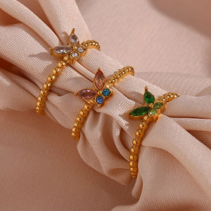Sparkling Gold Butterfly Ring - Cute Jewelry Gift for Women