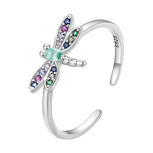Mystic Rainbow Dragonfly Ring 925 Silver – Elegant Jewelry