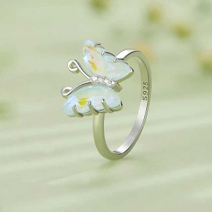 Cute Opal Wing Butterfly Ring | 925 Sterling Silver Jewelry
