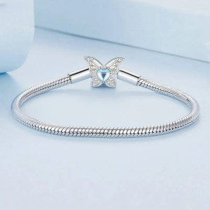 Bracelet Papillon Argenté Cœur Azur