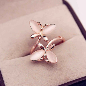 Rosy Glow Butterfly Ring - Elegant & Feminine Jewelry