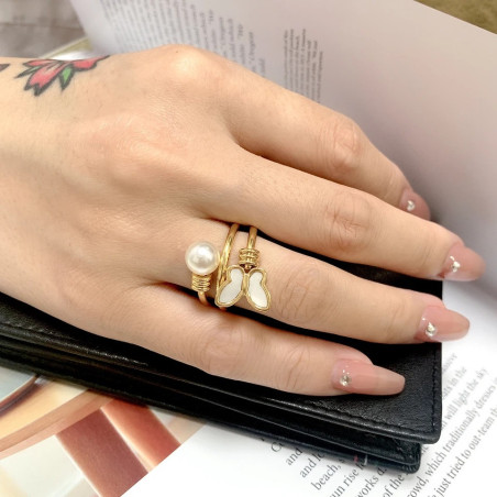 Radiant Pearl Butterfly Ring | Cute Gold & Silver Jewelry Gift