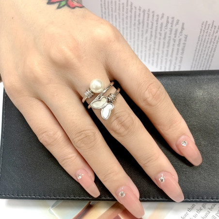 Radiant Pearl Butterfly Ring | Cute Gold & Silver Jewelry Gift