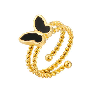 Elegant Nocturne Butterfly Ring - Gold & Silver Jewelry