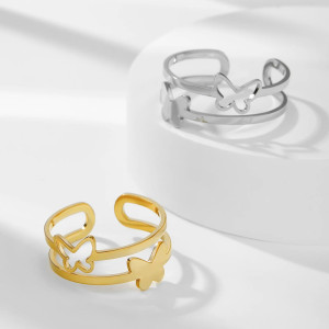 Cute Butterfly Ring - Adjustable Gold & Silver Gift for Women