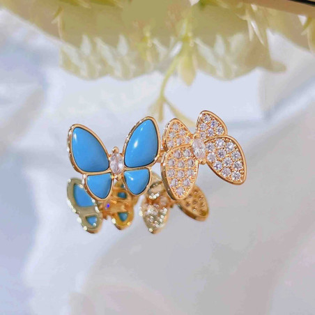 Sparkling Azure Butterfly Ring | Unique Gift for Her