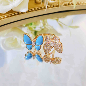 Sparkling Azure Butterfly Ring | Unique Gift for Her