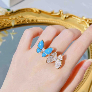 Sparkling Azure Butterfly Ring | Unique Gift for Her