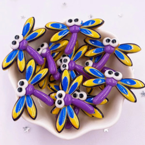 Cute Smiling Dragonfly Figurines - Resin Decor (Set of 10)