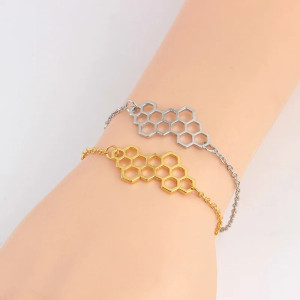 Cute Honeycomb Bee Bracelet for Women | Gold & Silver