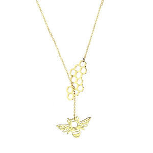 Cute Honeycomb Bee Necklace | Unique Gift for Women | 1001Bees