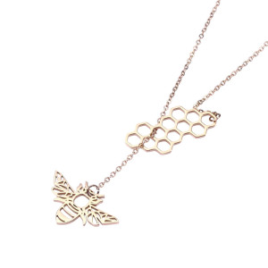 Cute Honeycomb Bee Necklace | Unique Gift for Women | 1001Bees