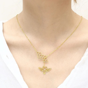 Cute Honeycomb Bee Necklace | Unique Gift for Women | 1001Bees