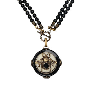 'Nocturnal Majesty' Bee Necklace | Elegant Copper & Resin Jewelry