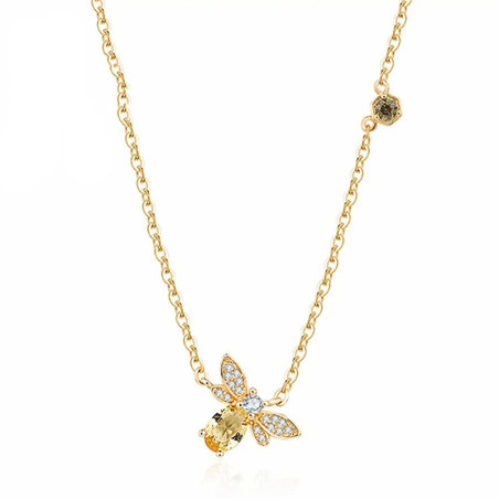 Sparkling Bee Necklace | Rose Gold Plated Silver Jewelry