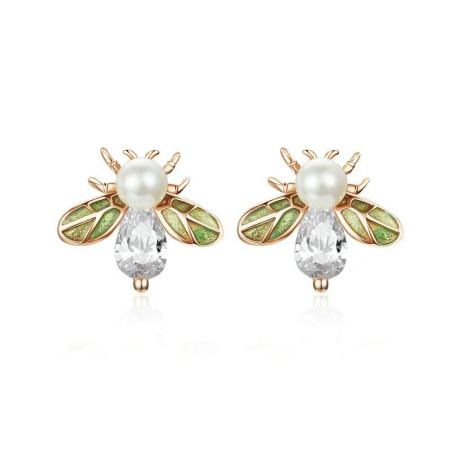 Vintage Pearl & Crystal Bee Earrings | Cute Bee Jewelry Gift