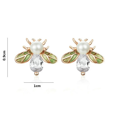 Vintage Pearl & Crystal Bee Earrings | Cute Bee Jewelry Gift