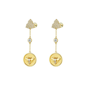 'Royal Pendulum' Bee Earrings - Elegant Sterling Silver Jewelry