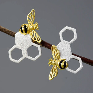 'Hive Treasure' Bee Earrings | 18K Gold Plated Sterling Silver
