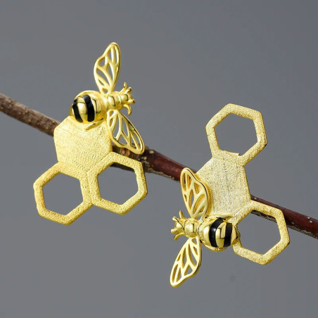 'Hive Treasure' Bee Earrings | 18K Gold Plated Sterling Silver