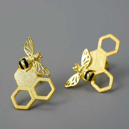 'Hive Treasure' Bee Earrings | 18K Gold Plated Sterling Silver
