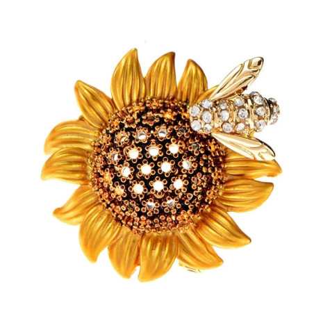 Bee & Sunflower Brooch Pin | Cute Bee Jewelry Gift for Women