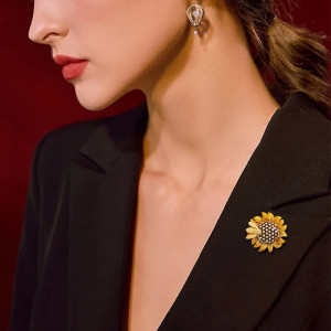 Bee & Sunflower Brooch Pin | Cute Bee Jewelry Gift for Women