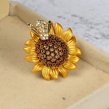 Bee & Sunflower Brooch Pin | Cute Bee Jewelry Gift for Women