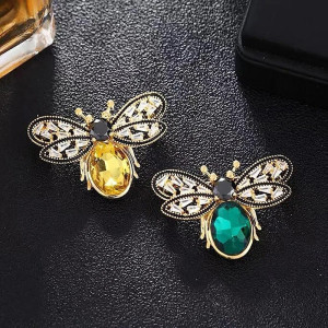 Royal Sparkle Bee Brooch | Gold & Emerald Bee Jewelry