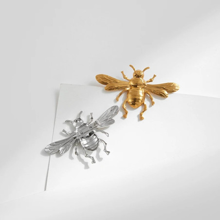 Bee Brooch “Royal Simplicity” - Elegant Gold & Silver Bee Pin