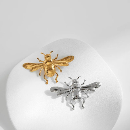 Bee Brooch “Royal Simplicity” - Elegant Gold & Silver Bee Pin